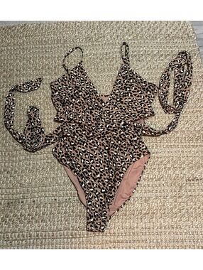 Aerie Leopard Print One Piece Swimsuit XL Long